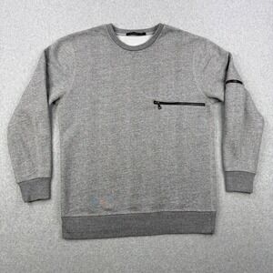 John Elliott Sweatshirt Mens 4 Gray Knit Crewneck Zip Pocket Pullover Fleece
